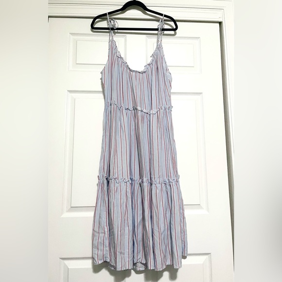 H&M Striped Midi Dress Sz 14 - Picture 6 of 6